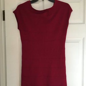 Red sleeveless sweater dress